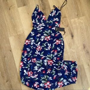 Hawaiian Floral Maxi Open Back Dress